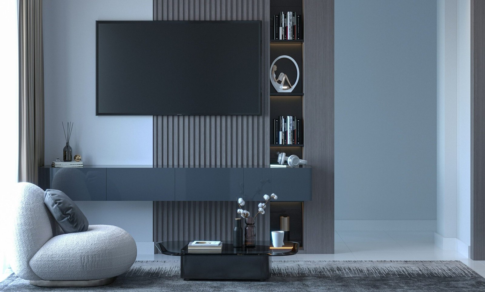 Geruchsabsorber steht unauffällig in einer ruhigen Raumecke.